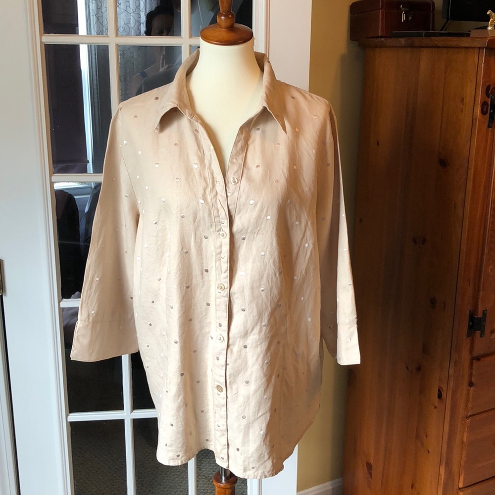 Saint Tropez West linen blouse. 3/5 sleeve.